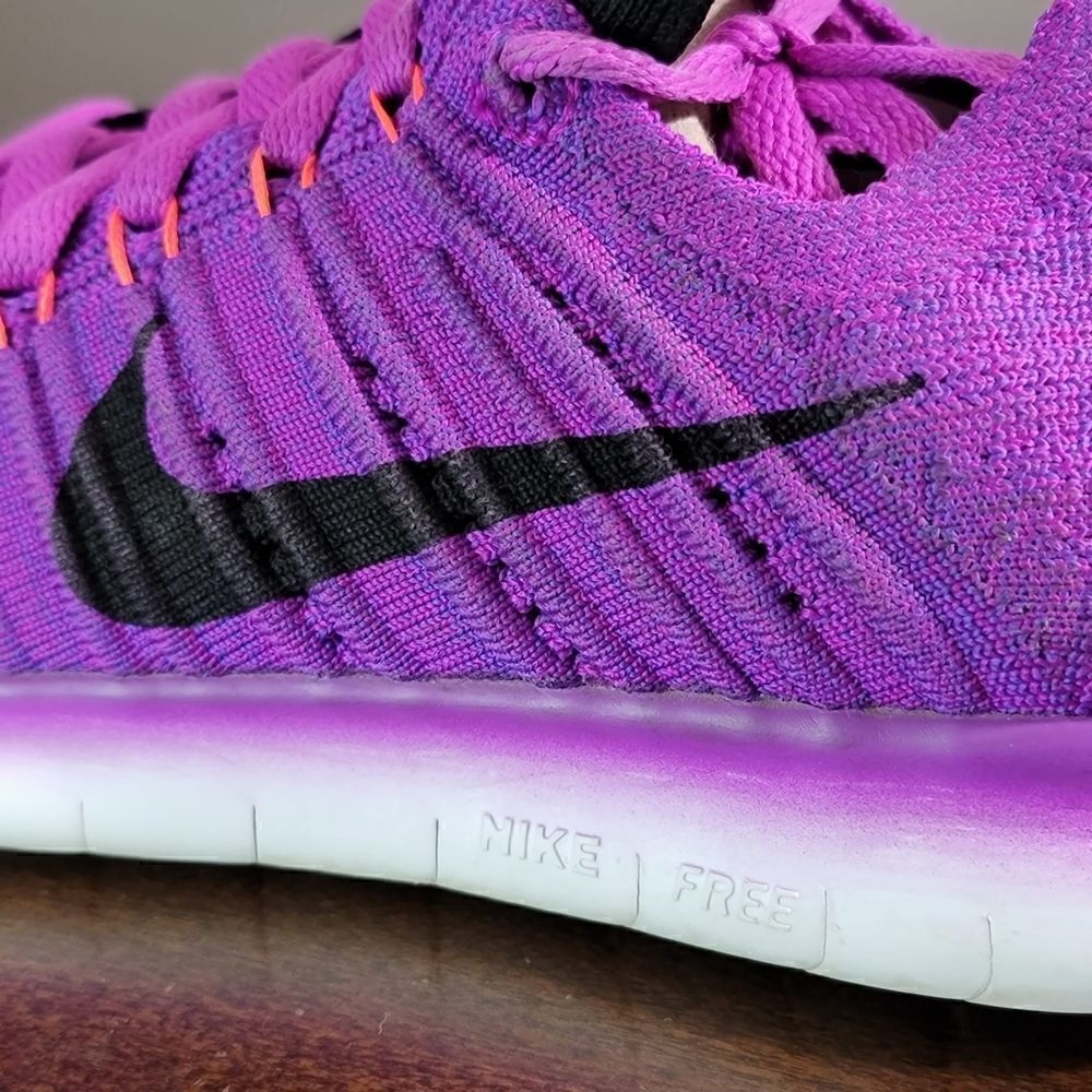 Nike Free RN Flyknit SE Premium Women's Running Shoes Size 6 Purple Black White - Picture 4 of 8
